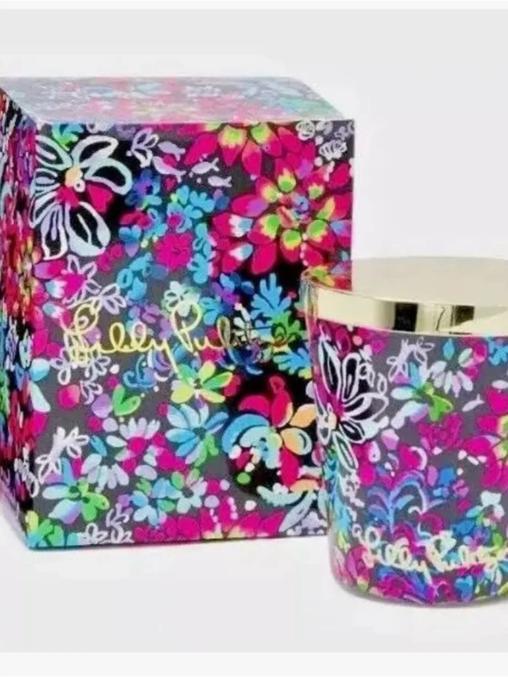 NWT—-Lilly Pulitzer Colorful Floral Candle in Multi Feeling Fintastic